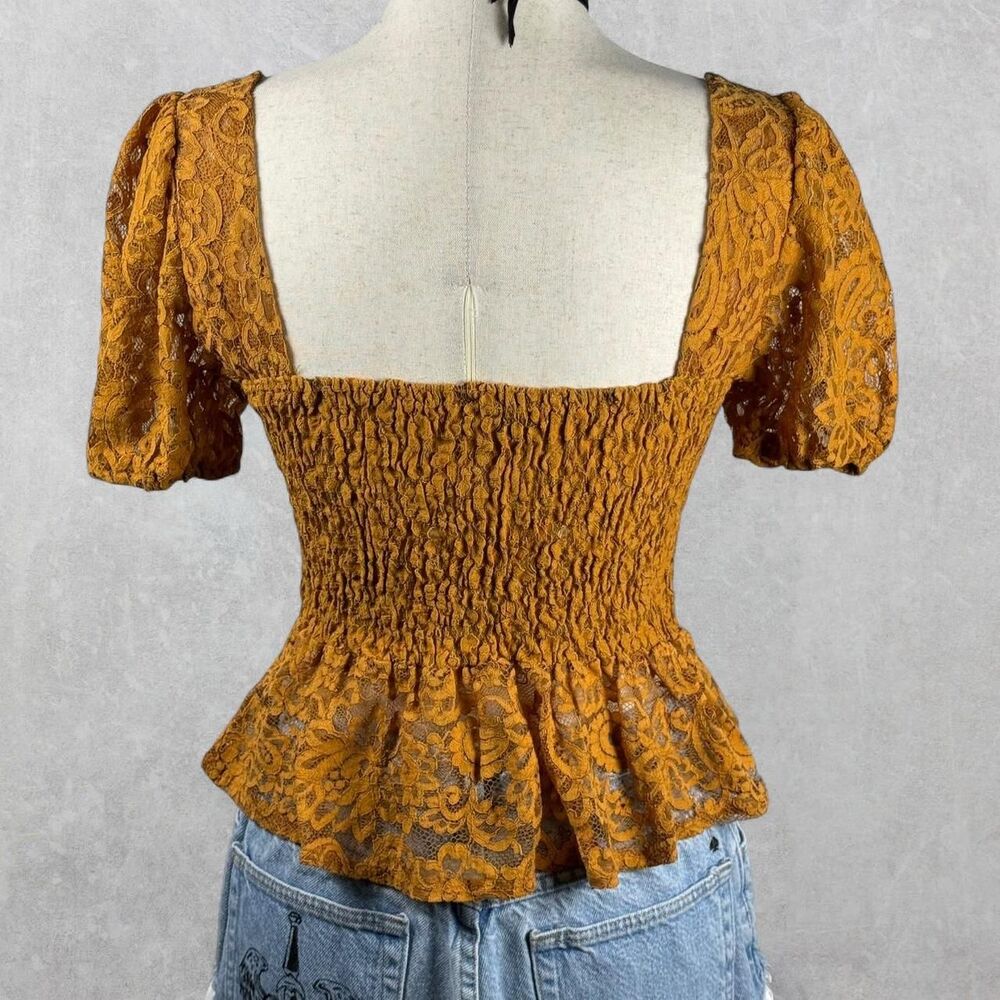 Sienna Orange Romantic Lace Peplum Bustier Crop Top Size S - Picture 5 of 8
